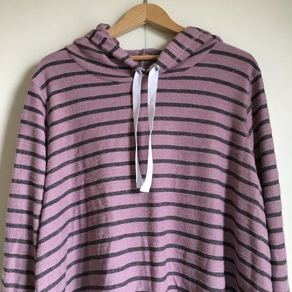 Activezone Mauve and Black Stripe Drawstring Baja Hoodie - Picture 3 of 14